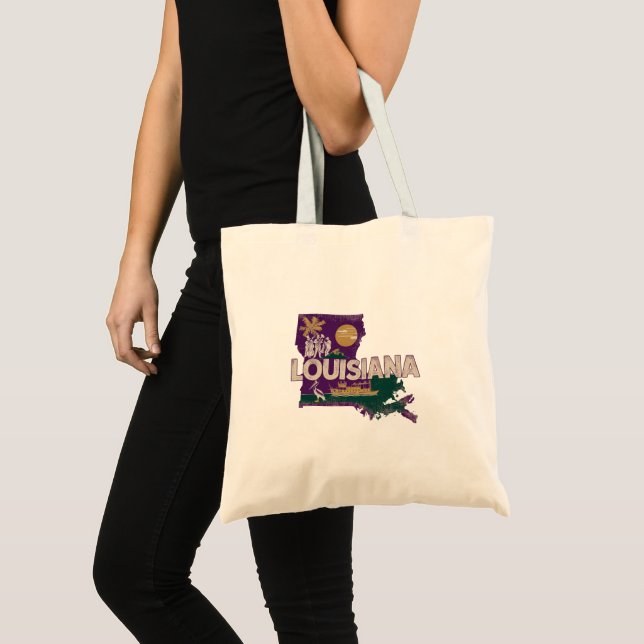 Louisiana Retro Stats Silhuett Tygkasse (Framsida (produkt))