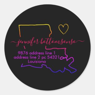 Louisiana returadress Namnteckning regnbåge Runt Klistermärke