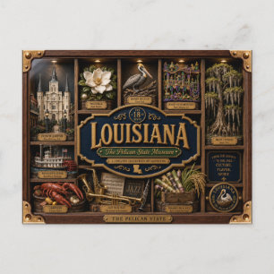 Louisiana Shadow Box 3D Figurin Delstat Vykort