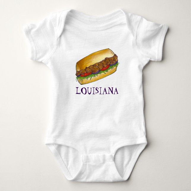 Louisiana Shrimp Po'Boy New Orleans Sandwich Food T-shirt (Framsida)