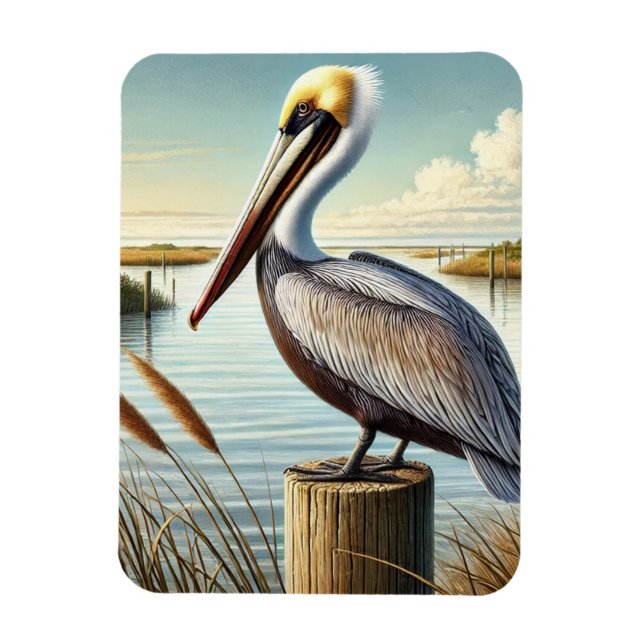 Louisiana State Bird Brown Pelican Magnet (Vertikal)