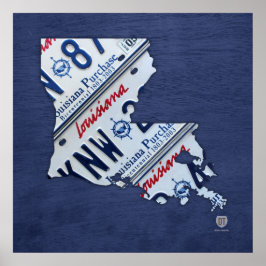 Louisiana State License Plate Karta Poster