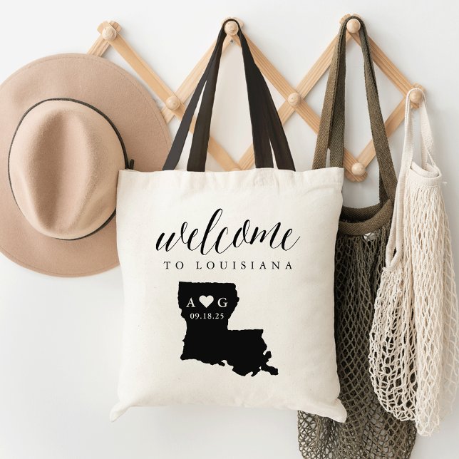 Louisiana State Silhouette Bröllop Welcome Tote Tygkasse (Skapare uppladdad)