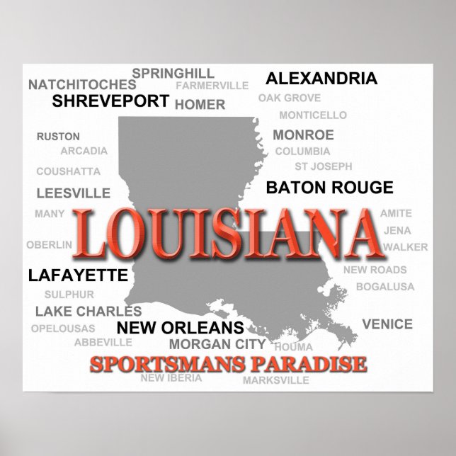 Louisiana-staten Pride Karta Silhouette Poster (Framsidan)
