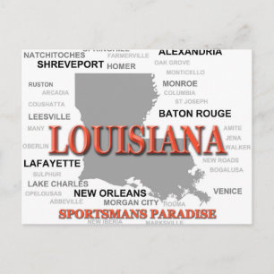 Louisiana-staten Pride Karta Silhouette Vykort