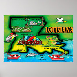 Louisiana-statens Tecknad Poster