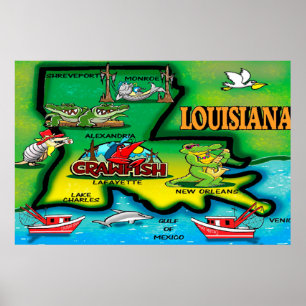 Louisiana-statens Tecknad Poster