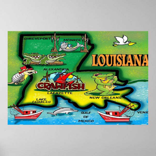 Louisiana-statens Tecknad Poster (Framsidan)