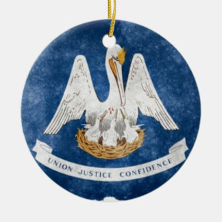 Louisiana statlig flagga julgransprydnad keramik