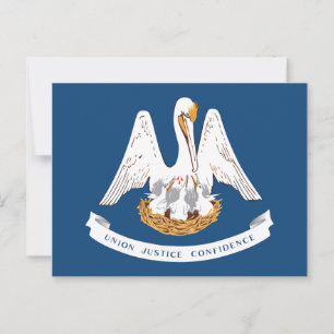 Louisiana statlig flagga Pelikan Statens motto Sou Vykort