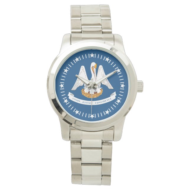 Louisiana Statlig flagga Star Dial Design Armbandsur (Framsida)