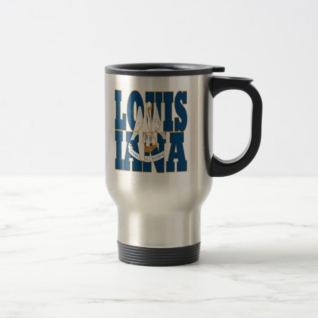 Louisiana statlig flagga text resemugg (Höger)