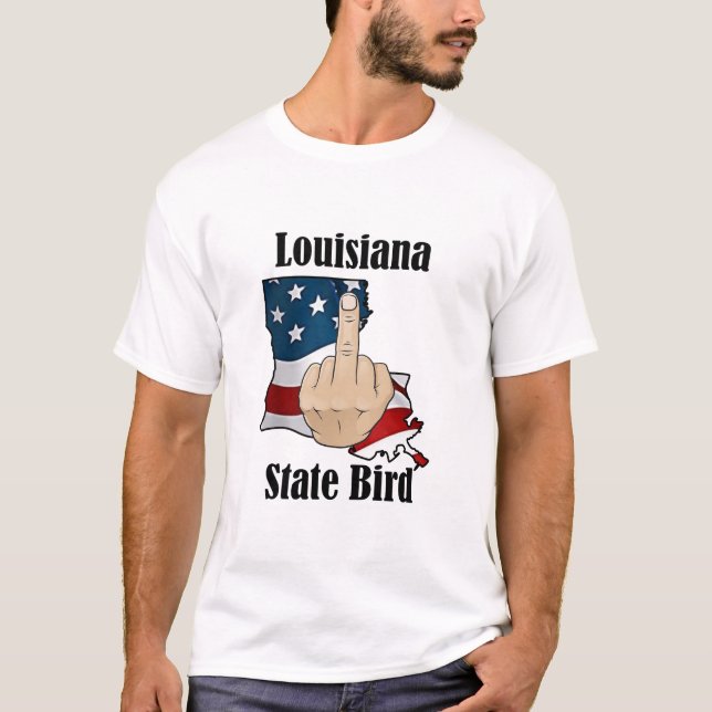 Louisiana-statshönans t-shirt mitten finger flagga (Framsida)