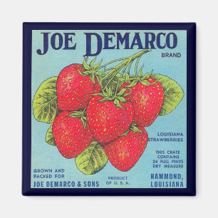 Louisiana Stawberry Låda-etikett Magnet