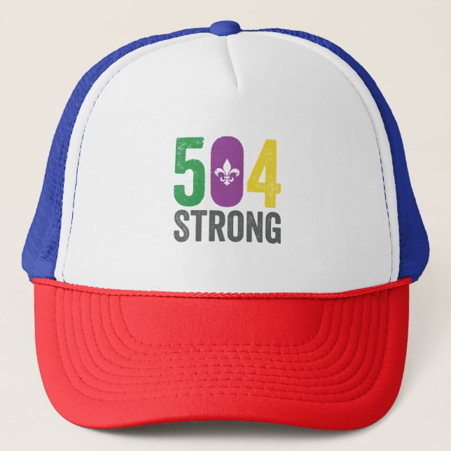 Louisiana Strong 504 NOLA Strong Mardi Gras Keps (Framsida)