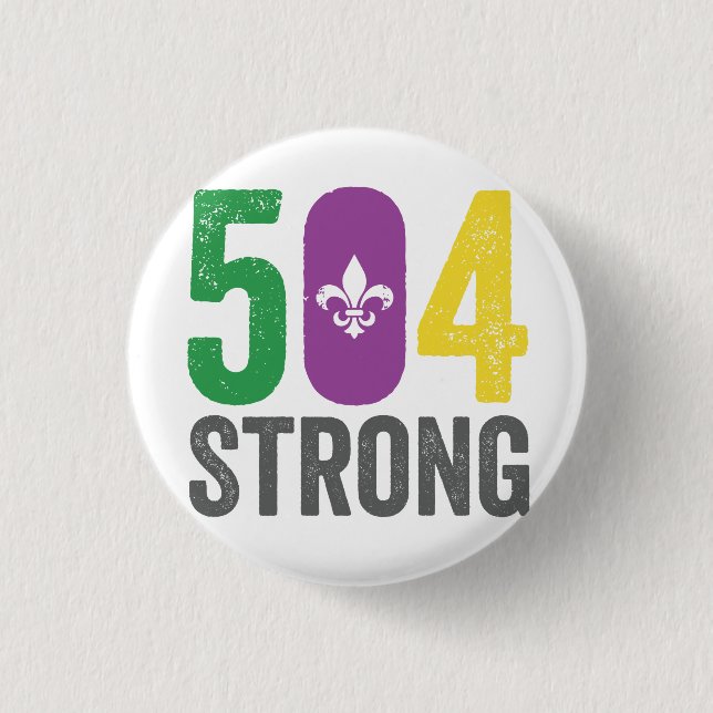 Louisiana Strong 504 NOLA Strong Mardi Gras Knapp (Framsida)