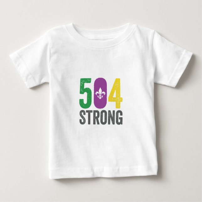 Louisiana Strong 504 NOLA Strong Mardi Gras T Shirt (Framsida)