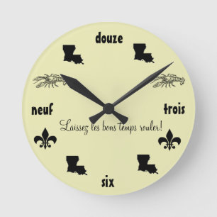 Louisiana Thmet Cajun Fransk Clock Rund Klocka