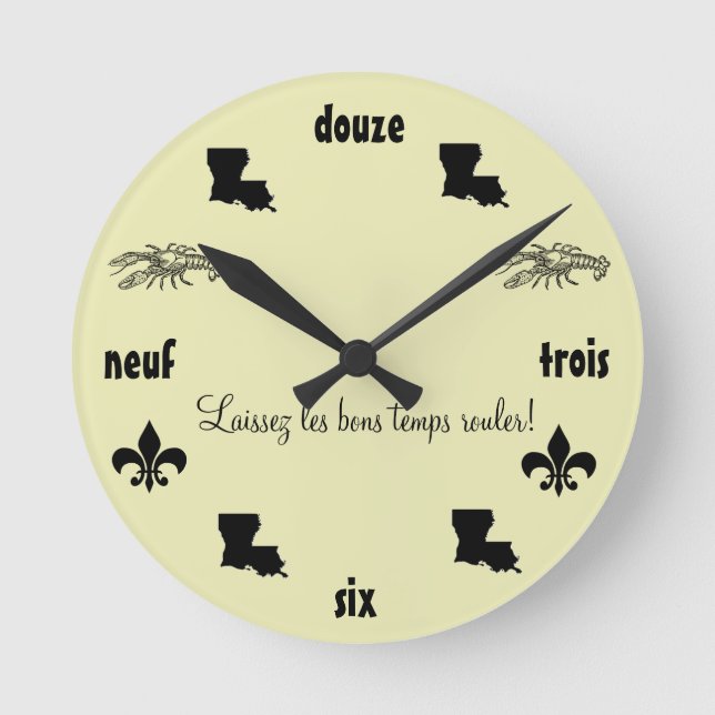 Louisiana Thmet Cajun Fransk Clock Rund Klocka (Framsida)