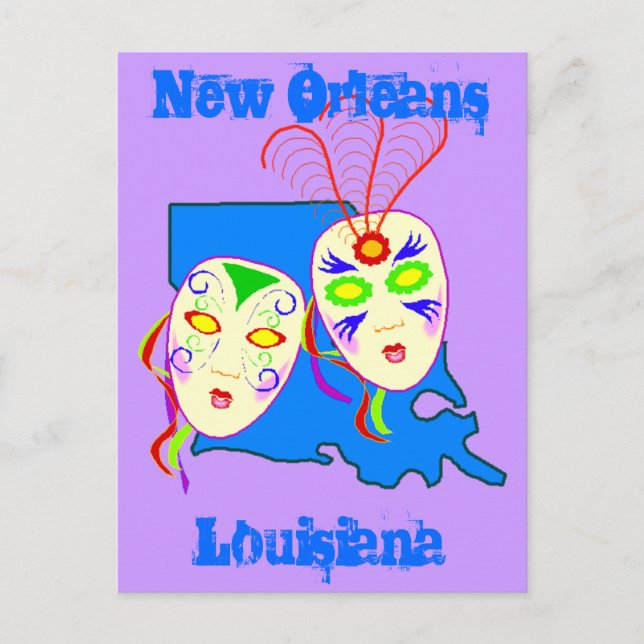 Louisiana Travel Promote promo Postcard Mardi Gras Vykort (Framsida)