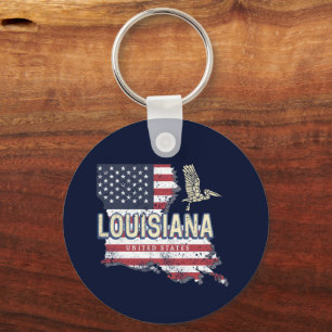 Louisiana United Stater Retro Karta Vintage USA Nyckelring