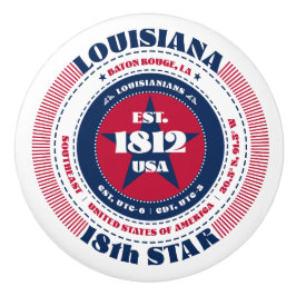 Louisiana US State Rött vitt blått Typography Knopp
