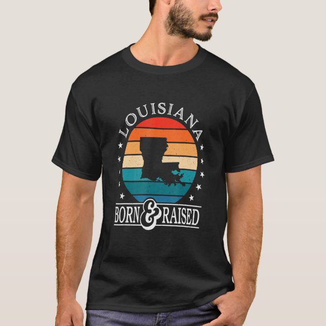 Louisiana Usa Born & Razed Retro US State Pride T Shirt (Framsida)