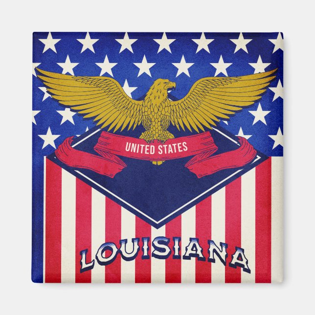 Louisiana USA Flagga Magnet (Framsidan)