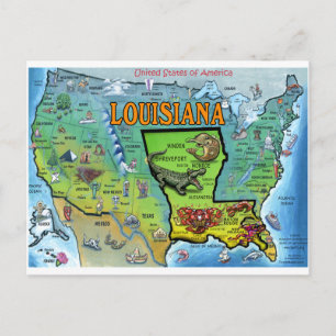 Louisiana USA Karta Vykort