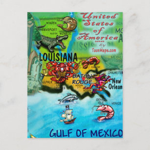 Louisiana USA-kort Vykort
