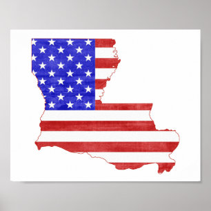 Louisiana USA silhuette State karta Poster