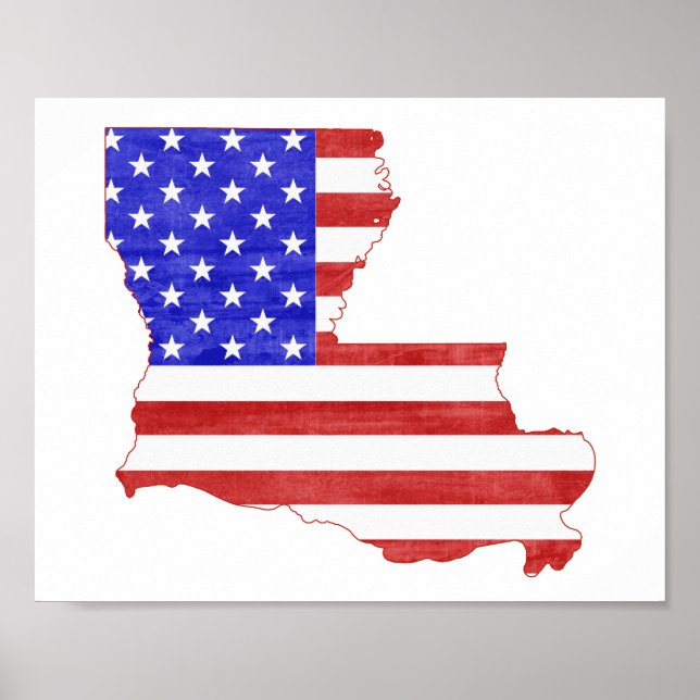 Louisiana USA silhuette State karta Poster (Framsidan)