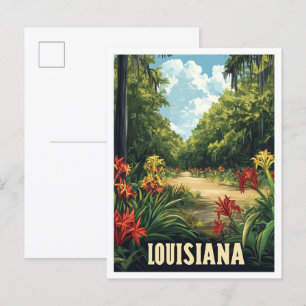 Louisiana USA Vintage Illustration Travel Vykort