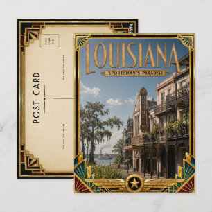 Louisiana Vintage Art Deco-guldåldern Vykort