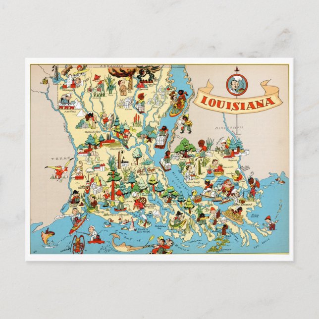 Louisiana Vintage Karta Vykort (Framsida)