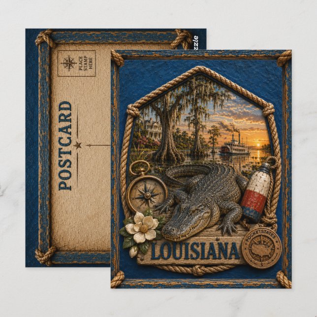 Louisiana Vintage Resa Vykort (Fram/baksida)