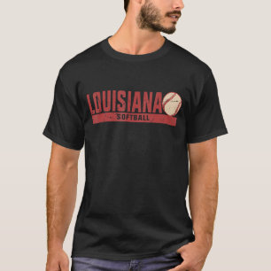 Louisiana Vintage Softball Coach Team Retro Softba T Shirt