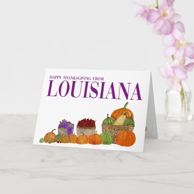 Louisiana Watercolor Pumpkins-Thanksgiving Card Kort (Orkide)
