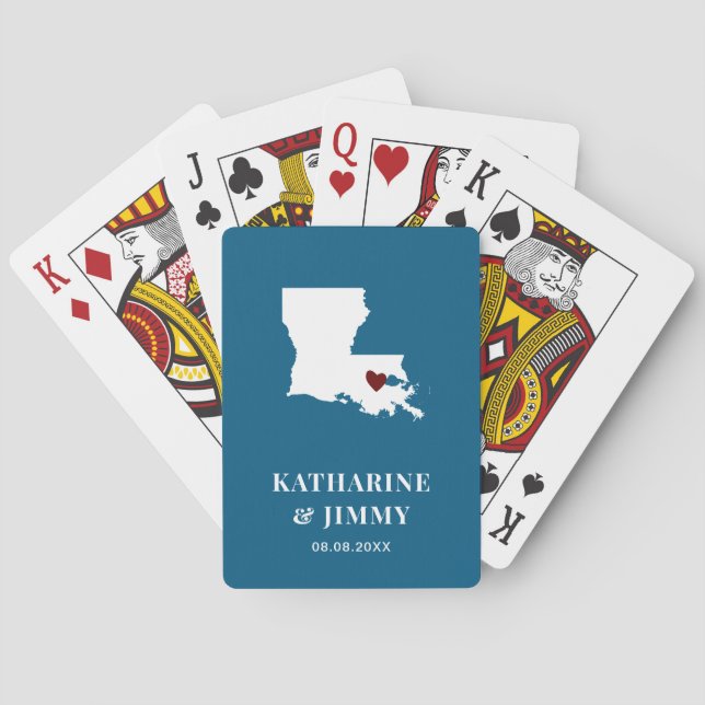 Louisiana Wedding Favor Deck of Cards, delstaten K Casinokort (Baksidan)