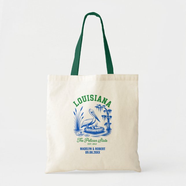 Louisiana Wedding Welcome Bag, Destination Wedding Tygkasse (Framsidan)