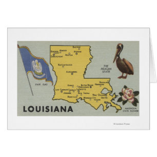 LouisianaDetailed karta av StateLouisiana Hälsningskort