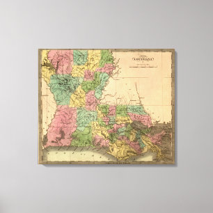 LouisianaPanoramic MapLouisiana Canvastryck
