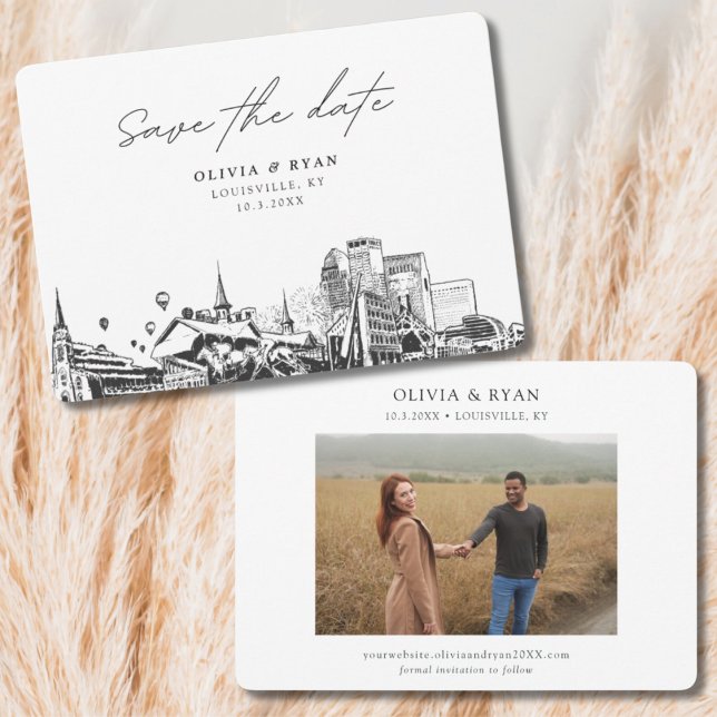 Louisville Bröllop Modern Spara datum Inbjudningar (Louisville wedding save the date)