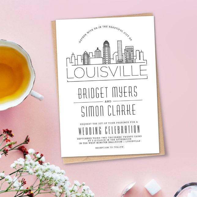 Louisville Bröllop | Stilized Skyline-inbjudan Inbjudningar (Skapare uppladdad)