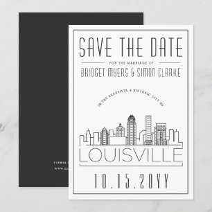 Louisville Bröllop Stilized Skyline Spara datum Inbjudningar