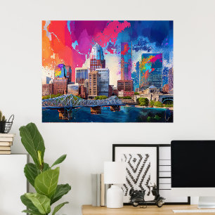 Louisville Colorful Skyline Abstrakt Art Poster