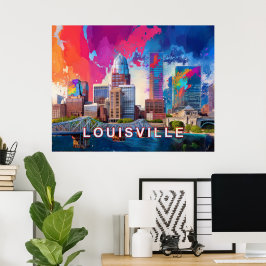 Louisville Colorful Skyline Abstrakt Art Poster