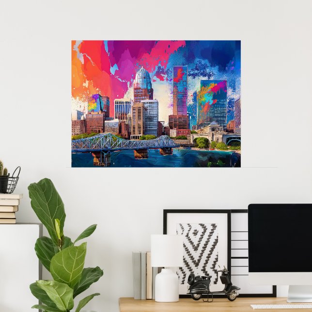 Louisville Färgrik Siluett Abstrakt Konst Poster (Hemmakontoret)