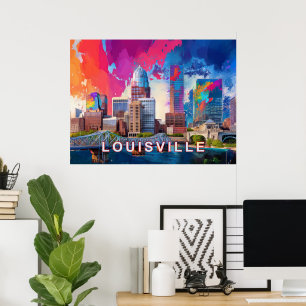 Louisville Färgrik Siluett Abstrakt Konst Poster