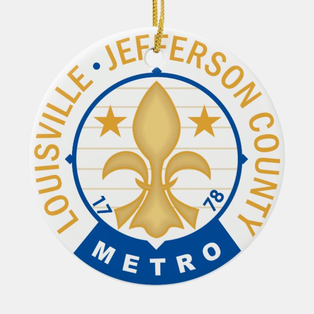 Louisville flagga stad julgransprydnad keramik (Framsidan)